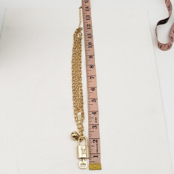 Authentic Louis Vuitton Lock & Key W/ Unbranded Stainless Steel Gold DoubleChain - Picture 7 of 13